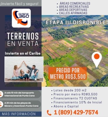 fourstar360 inmobiliaria, punta cana, solares de ventas